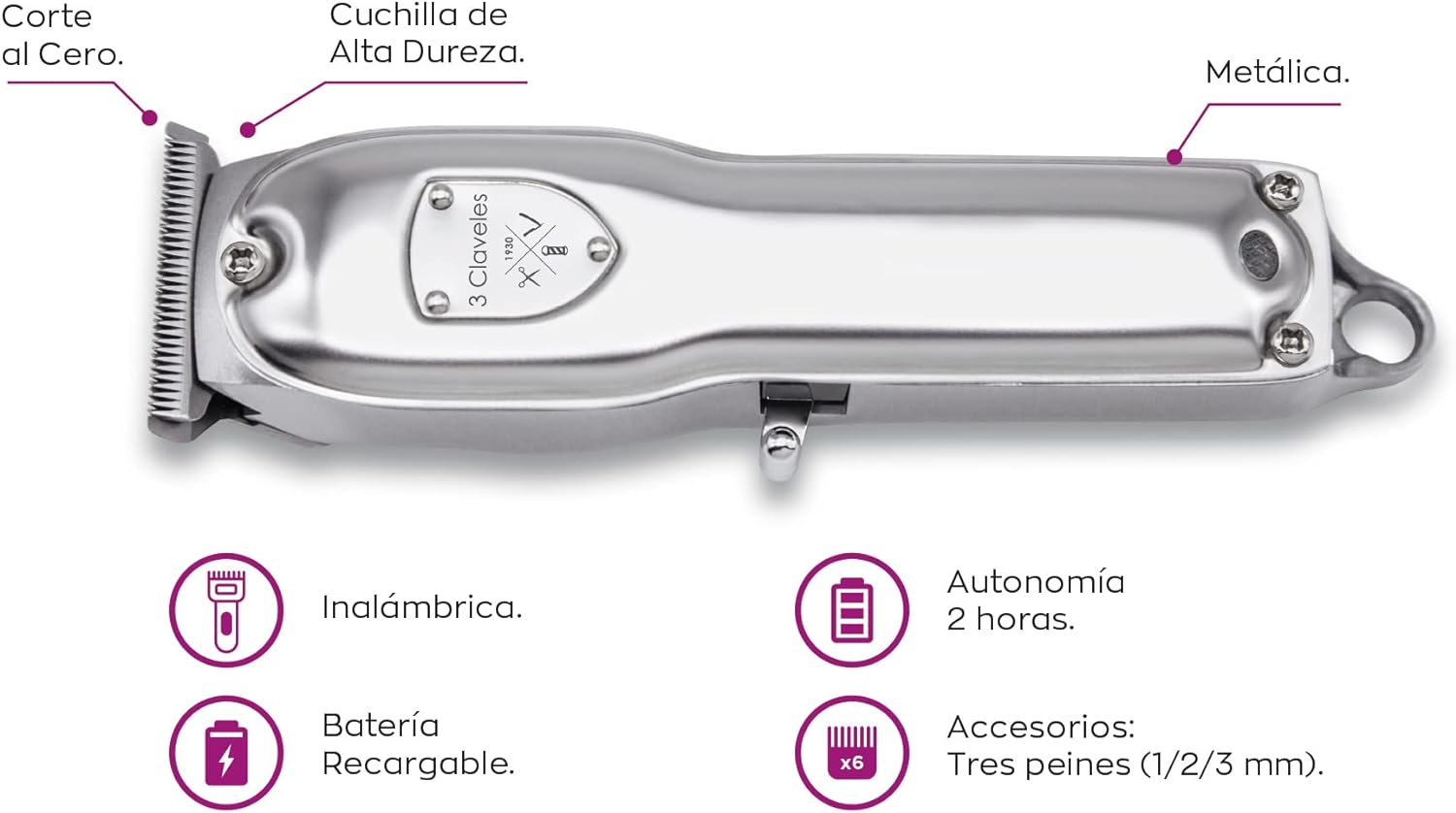 Máquina Patillera y Retoques Inalámbrica 3 CLAVELES