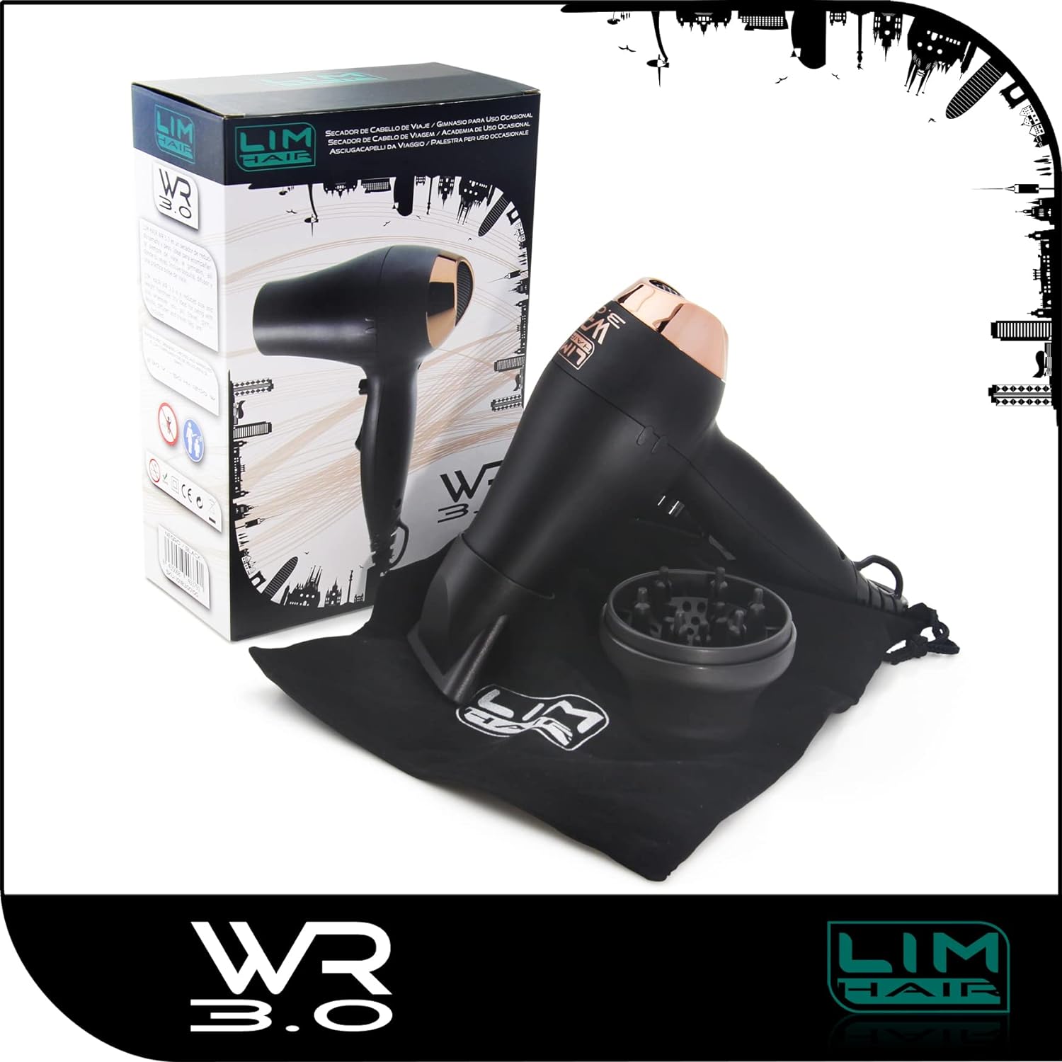 SECADOR LIM HAIR WR 3.0 NEGRO ROSEGOLD