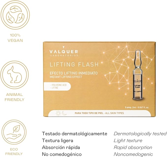 VALQUER AMPOLLAS FLASH EFECTO LIFTING INMEDIATO. 5UDS X 2ML